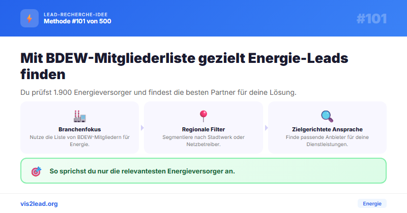 BDEW-Mitglieder: 1.900 Energie-/Wasserversorger — So gewinnst du Spitzen-Leads in der Energie
