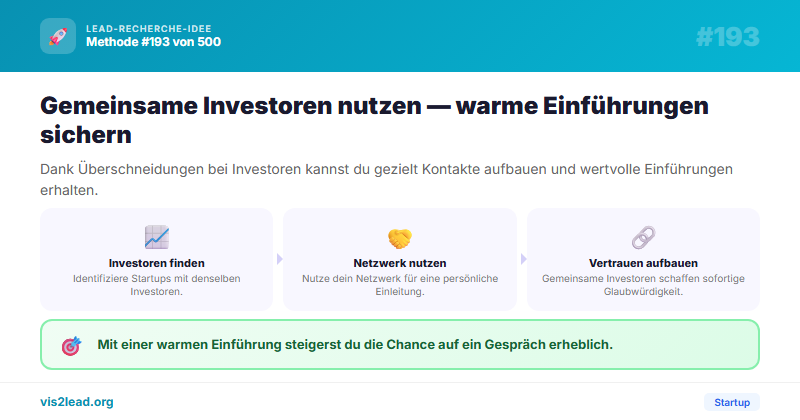Gemeinsame Investoren als Warm-Intro-Leads