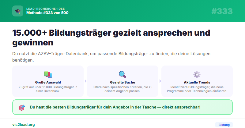 AZAV-Trägerdatenbank als Weiterbildungs-Leads
