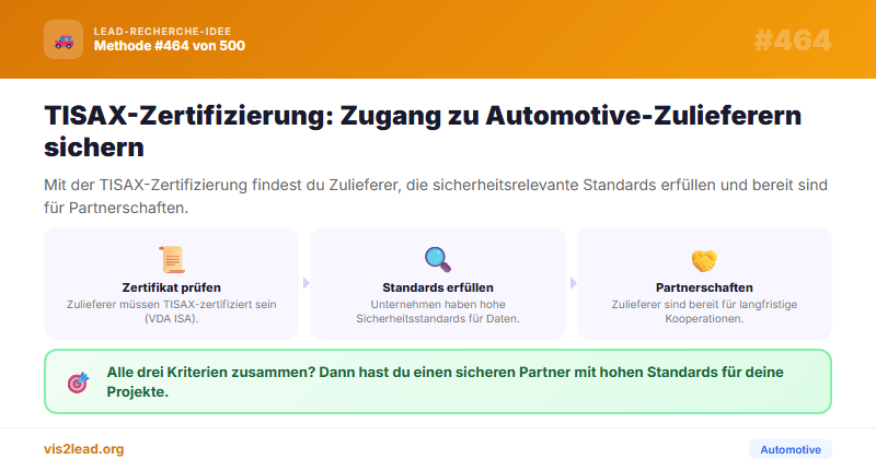 TISAX-Pflicht fuer Zulieferer: Automotive-Leads gezielt finden